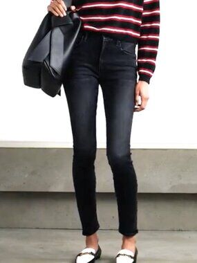 NEW MOTHER 'THE LOOKER NIGHT HAWK' MID-RISE BLACK SKINNY JEANS SIZE: 27